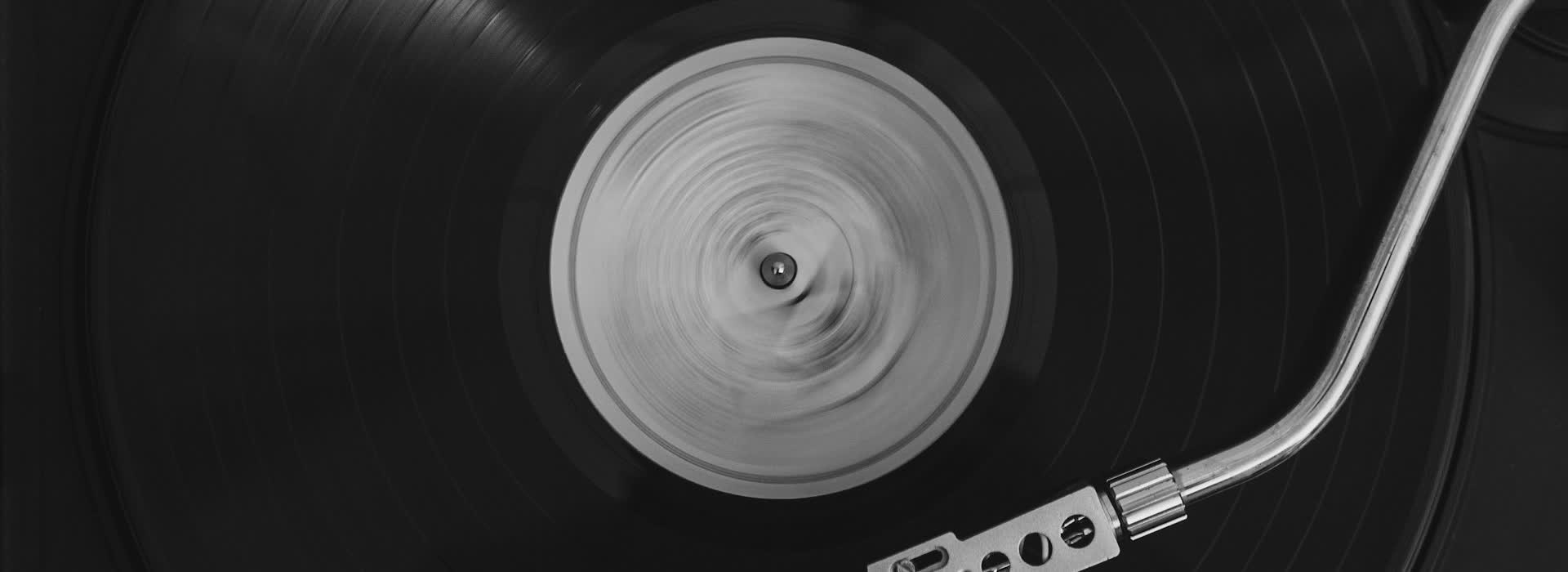 Vinyl record spinning on a turntable